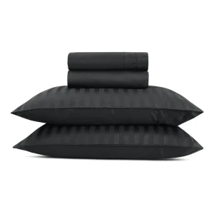 Ensemble de draps satin de coton - rayures tissé Jacquard - Noir*CXLbyChristianLacroix Best