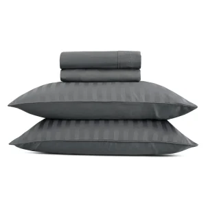Ensemble de draps satin de coton - rayures tissé Jacquard - Gris foncé*CXLbyChristianLacroix Sale