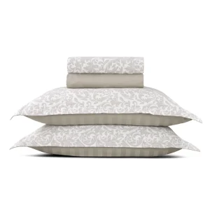 Ensemble de draps satin de coton - Damask Floralia Taupe*Rodier Discount