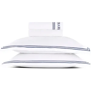 Ensemble de draps satin de coton - Saint-Tropez Bleu foncé / Blanc*Chevignon Sale