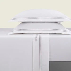 Ensemble de draps satin de coton - Saint-Tropez Gris / Blanc*Chevignon Clearance