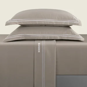 Ensemble de draps satin de coton - Nice Blanc / Taupe*Rodier Hot