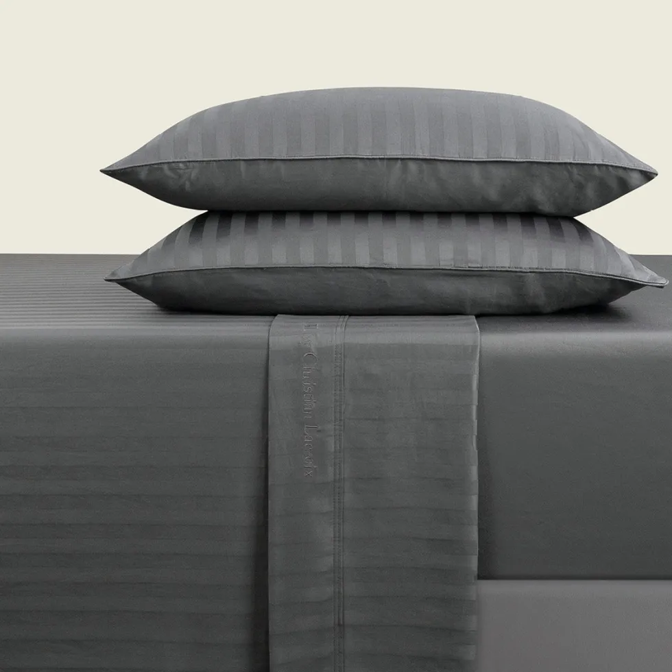 ensemble_de_draps_satin_d_1-46.webp Ensemble de draps satin de coton - rayures tissé Jacquard - Gris foncé*CXLbyChristianLacroix Sale