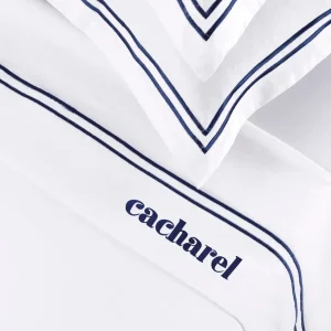 Ensemble de draps satin de coton - La Rochelle Bleu foncé / Blanc*Cacharel Clearance