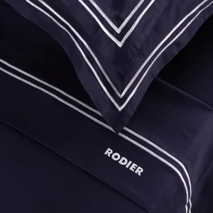 Ensemble de draps satin de coton - Nice Blanc / Bleu foncé*Rodier Sale