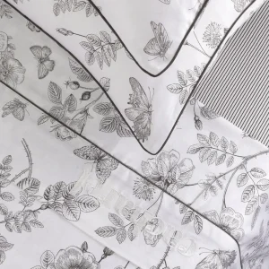 Ensemble de draps satin de coton - Envolée de papillons Blanc*Cacharel Online
