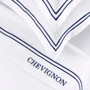Ensemble de draps satin de coton - Saint-Tropez Bleu foncé / Blanc*Chevignon Sale