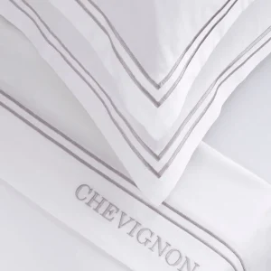Ensemble de draps satin de coton - Saint-Tropez Gris / Blanc*Chevignon Clearance