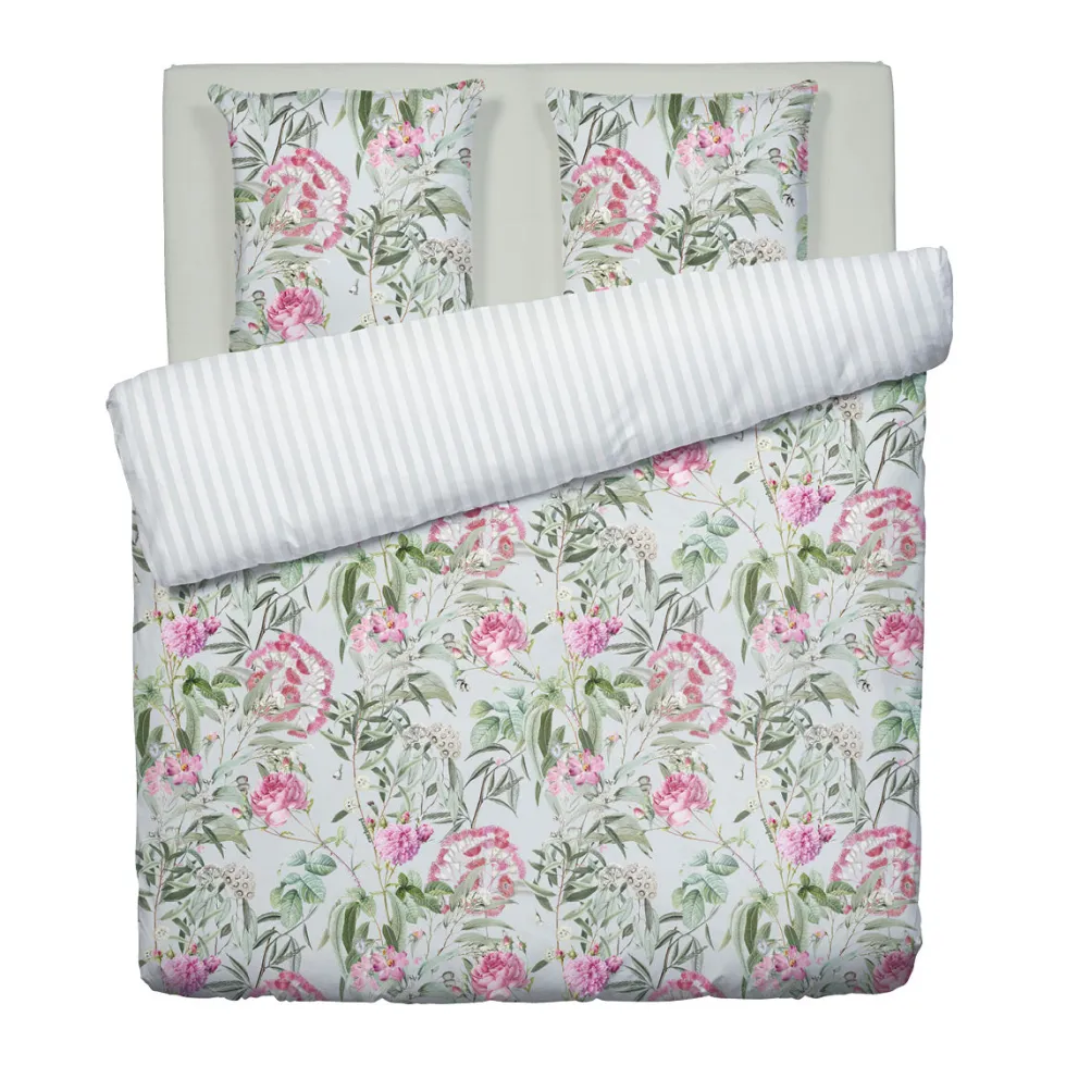 housse_de_couette___taies_1.webp Housse de couette + 2 taies satin de coton - Jardin de Roses Vert Thym*Cacharel Online
