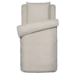 Housse de couette + taie d'oreiller satin de coton - Rayures élégantes Taupe*Maison Héritage Clearance