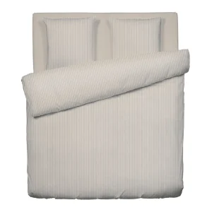 Housse de couette + taie d'oreiller satin de coton - Rayures élégantes Taupe*Maison Héritage Clearance