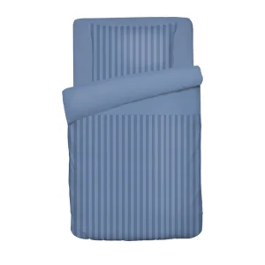 Housse de couette + taie d'oreiller bébé satin de coton - tissé Jacquard - rayures bleu*Chevignon Sale