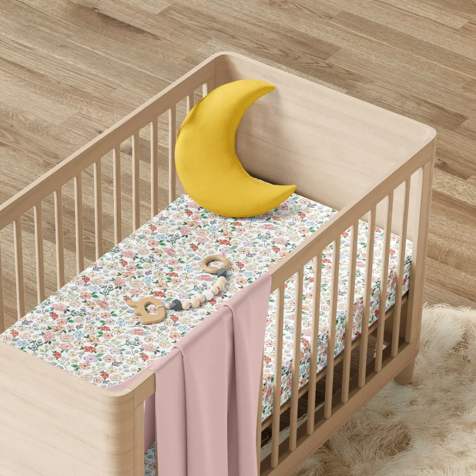 housse_de_couette__taie_d_2-35.webp Housse de couette + taie d'oreiller bébé satin de coton - Meadow Blanc*Cacharel Sale