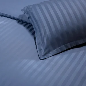 Housse de couette + taie d'oreiller bébé satin de coton - tissé Jacquard - rayures bleu*Chevignon Sale