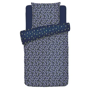 Housse de couette + taie satin de coton - Pansy small Bleu foncé*Cacharel Fashion
