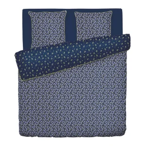 Housse de couette + taie satin de coton - Pansy small Bleu foncé*Cacharel Fashion