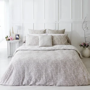 Housse de couette + taie satin de coton - Birds Taupe*Cacharel Outlet