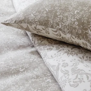 Housse de couette + taie satin de coton - Birds Taupe*Cacharel Outlet