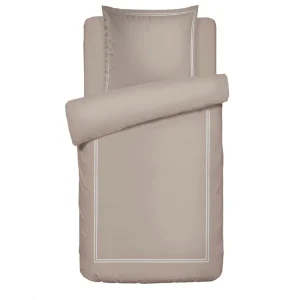 Housse de couette + taie(s) d'oreiller satin de coton - Nice Blanc / Taupe*Rodier Discount