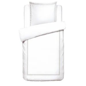 Housse de couette + taie(s) d'oreiller satin de coton - Nice Taupe / Blanc*Rodier Best