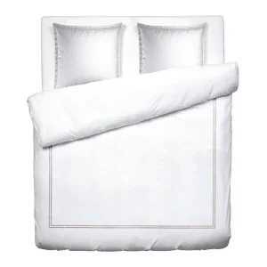 Housse de couette + taie(s) d'oreiller satin de coton - Saint-Tropez Taupe / Blanc*Chevignon Best