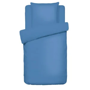 Housse de couette + taie(s) satin de coton - Aurore Uni Bleu*Cacharel Online