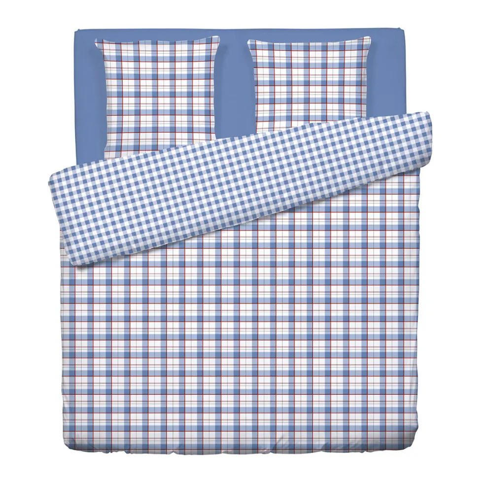 housse_de_couette__taies__0-164.webp Housse de couette + taies coton percale à carreaux - Bleu clair*Chevignon Clearance
