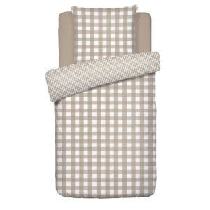Housse de couette + taies coton - Vichy Taupe*Chevignon Hot