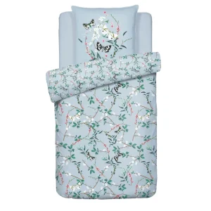 Housse de couette + taie(s) satin de coton - Buddleia Bleu Sarcelle*Cacharel New