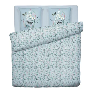 Housse de couette + taie(s) satin de coton Buddleia Small - Bleu Sarcelle*Cacharel Clearance