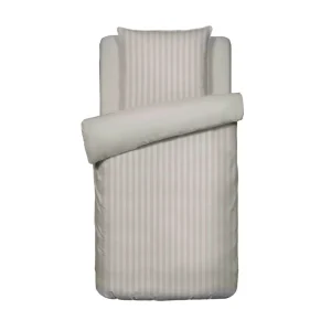 Housse de couette + taie(s) d'oreiller satin de coton rayure tissé jacquard - Taupe*Cacharel Best