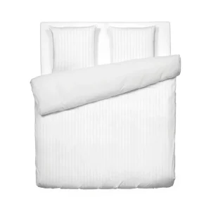 Housse de couette + taie(s) d'oreiller satin de coton rayure tissé jacquard - Blanc*Cacharel Best