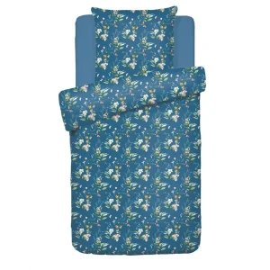 Housse de couette + taie(s) d'oreiller satin de coton - Belle de Nuit Bleu*Rodier New