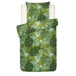 Housse de couette + taie(s) d'oreiller satin de coton - Tropical Vert clair*Rodier Best