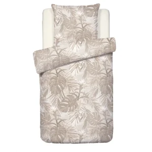 Housse de couette + taie(s) d'oreiller satin de coton - Tropical Taupe clair*Rodier Discount