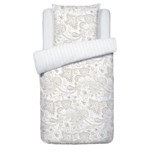 Housse de couette + taie(s) d'oreiller satin de coton - Paisley Taupe*Chevignon Outlet