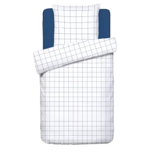 Housse de couette + taie(s) d'oreiller satin de coton - Carreaux blanc*Maison Héritage Outlet