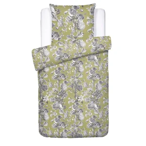Housse de couette + taie(s) d'oreiller satin de coton - Jardin Botanique Vert*Maison Héritage Online