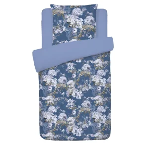 Housse de couette + taie(s) d'oreiller satin de coton - Hortensia Bleu*Maison Héritage Hot
