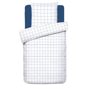 Housse de couette + taie(s) satin de coton - Motif à carreaux Blanc*Chevignon Best