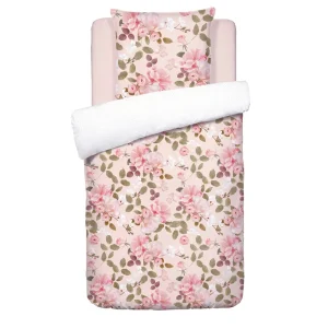 Housse de couette + taie(s) d'oreiller satin de coton - Cerisier des Collines Rose*Cacharel Online