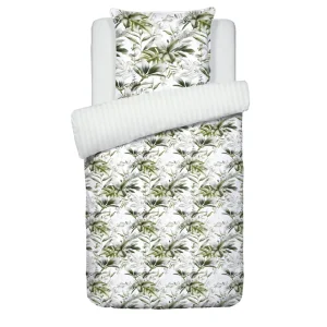 Housse de couette + taie(s) d'oreiller satin de coton - Jardin Exotique blanc*Maison Héritage Online