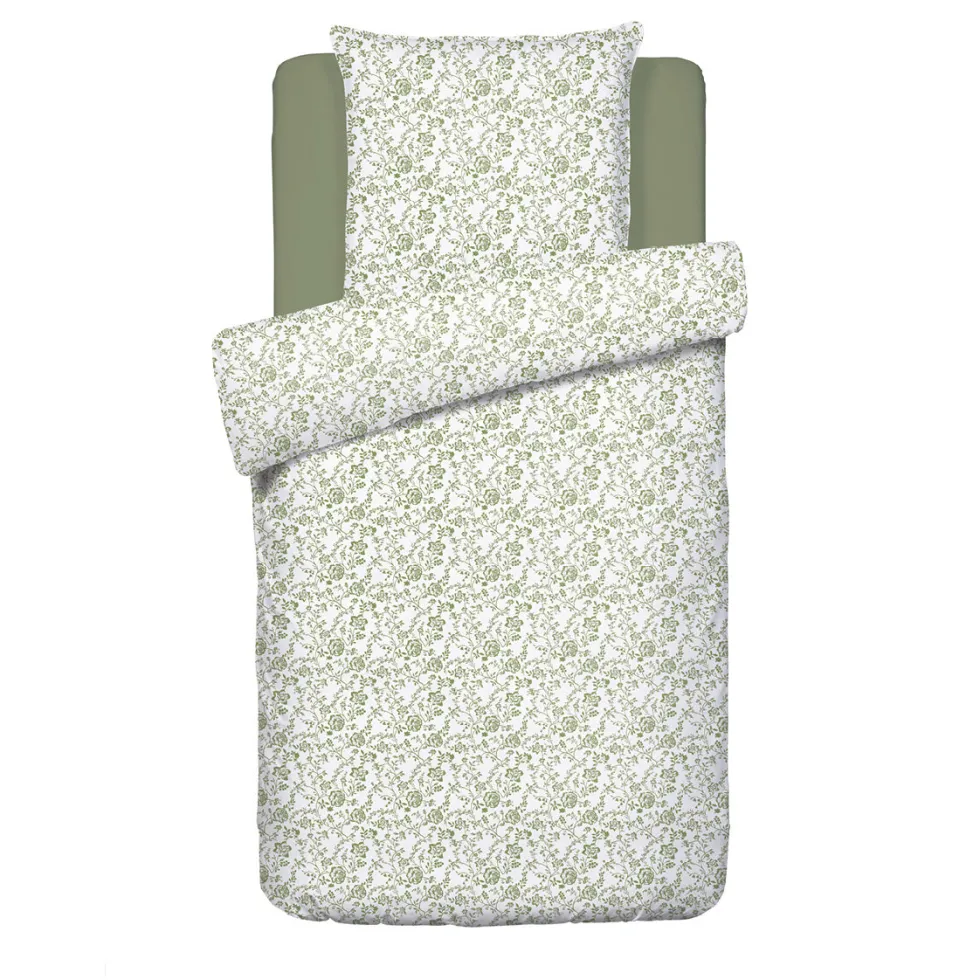 housse_de_couette__taies__0-249.webp Housse de couette + taie(s) d'oreiller satin de coton - Floraison de Roses Blanc / Vert*Cacharel Sale
