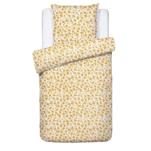 Housse de couette + taie(s) d'oreiller satin de coton - Eglantine Blanc / Jaune*Cacharel New