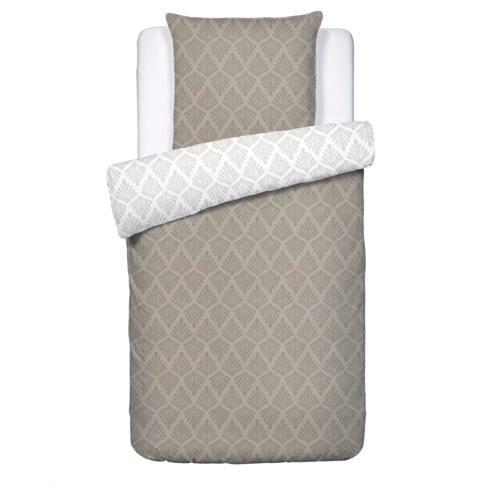 housse_de_couette__taies__0-34.webp Housse de couette + taie(s) d'oreiller satin de coton - Vibrance végétale Taupe / Blanc*Chevignon Sale