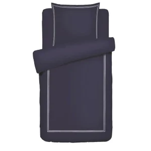 Housse de couette + taie(s) d'oreiller satin de coton - La Rochelle Blanc / Bleu foncé*Cacharel Sale