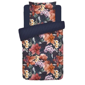Housse de couette + taie(s) d'oreiller satin de coton - Douceur caramel Bleu foncé*Cacharel Sale
