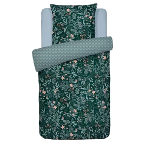 Housse de couette + taie(s) d'oreiller satin de coton - Forêt enchantée Vert*Cacharel Clearance