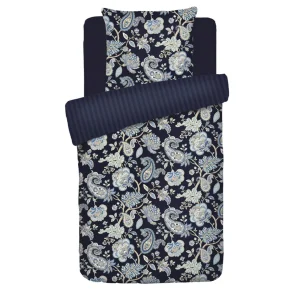 Housse de couette + taie(s) d'oreiller satin de coton - Kashmir Bleu foncé*Maison Héritage Discount