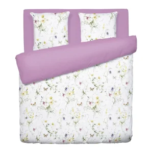 Housse de couette + taie(s) satin de coton - Prairie de fleurs sauvages Blanc*Cacharel Fashion